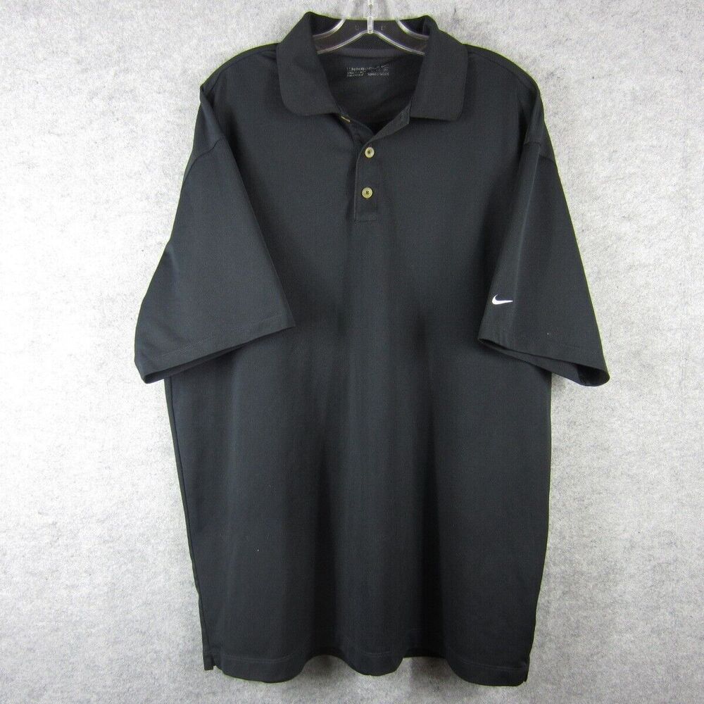 Nike Golf Polo Shirt Mens XXL Black 1/4 Button Collared Swoosh Logo Athleisure
